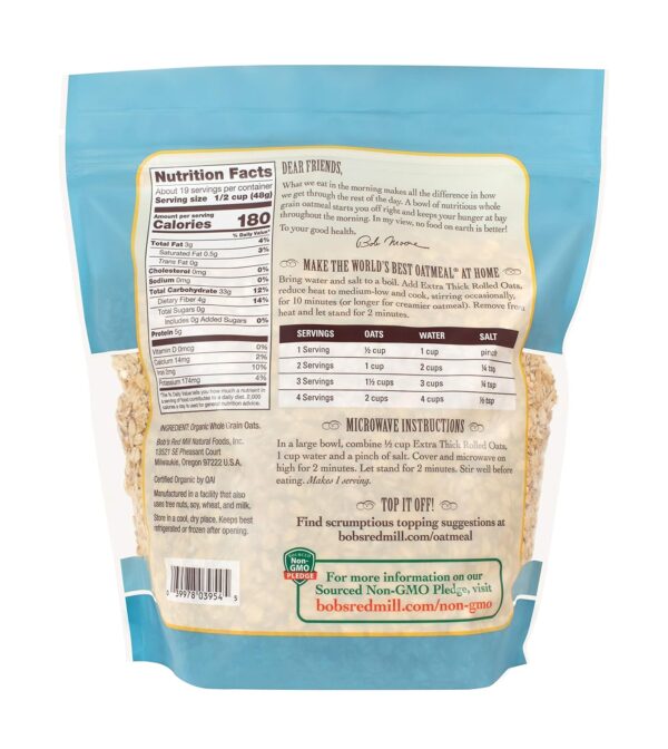 Bob's Red Mill Organic Extra Thick Rolled Oats - Image 3